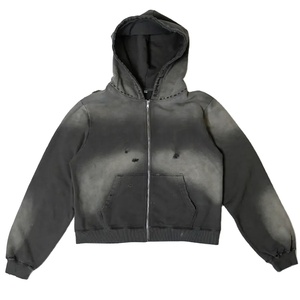 เสื้อมีฮู้ดของผู้ชายผ้าฝ้าย100% ระบายเหงื่อได้ดีมีซิปขนาดใหญ่พิเศษ500 GSM ผ้าเฟรนช์เทอร์รี่ - Product Image 1