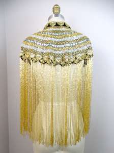 Chandni Export House elegante capa burlesca con cuentas hebras lentejuelas Material de poliéster adulto sujeta cuello festivo Wrap Club - Product Image 6