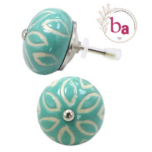 CK 635 Gravé Fleur Céramique Boutons Nickel Quincaillerie Qualité Export Commode Armoire Armoire de Cuisine pour Tiroir Floral Chambre - Product Image 1