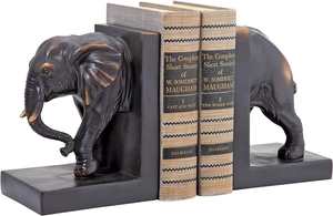 Porte-livres décoratifs en forme d'éléphant, 7 pouces, lot de deux, en laiton imitation - Product Image 3