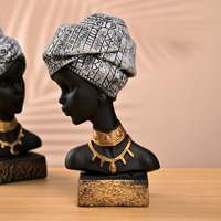 Ensemble de sculptures d'impératrices africaines faites à la main, style Art déco nordique, en résine, motif géométrique abstrait, 2 pièces pour bureau et maison