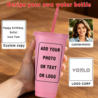 Gobelet en plastique à paillettes avec paille, personnalisable avec logo, 24 oz, réutilisable, pour fêtes, café glacé, boissons quotidiennes