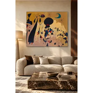 Impression sur toile Fida Joan Miro, croissant de lune et figures nocturnes - Product Image 1