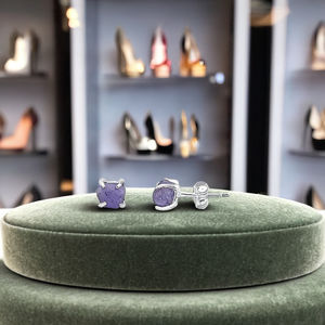 Classic Style Tanzanite <b>Stud</b> Earrings Handmade 5-7mm Raw Gemstone Gold-Plated <b>Silver</b>-Jewelry Women's Gift for Any Occasion - Product Image 3