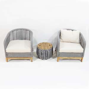 Conjunto de Muebles de Jardín de Mimbre y Madera para Exteriores, Resistente a la Intemperie, Comehome - Product Image 4