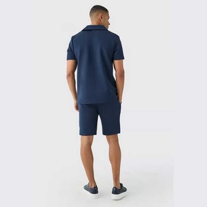 OEMN/ODM Conjunto de verano personalizado para hombre 100% algodón con cuello en V Polo Camiseta y pantalones cortos Chándal de jogging de 2 piezas para hombre - Product Image 5