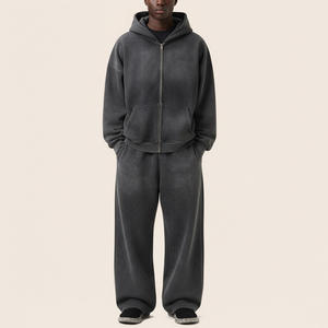 Custom Unisex Streetwear <b>Hooded</b> Acid Wash Printed Solid 100% Cotton Eco-Friendly Tracksuit Factory Direct Supplier Branding - Product Image 6