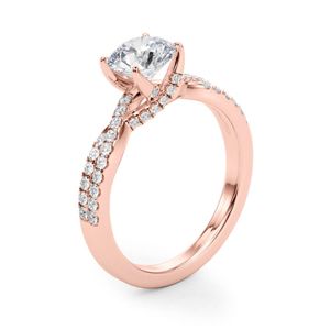 Round Cut Moissanite Minimalist Style Rose Gold Bridal <b>Set</b> Wedding <b>Ring</b> with Prong Setting for <b>Women</b> - Product Image 2
