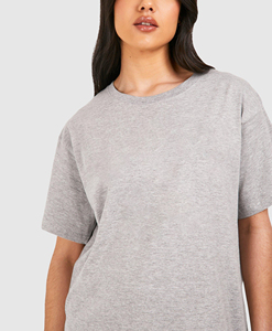 OEM/ODM T-shirt femme qualité supérieure 100% jersey de coton couleur gris chiné personnalisé sérigraphié logo t-shirt femme - Product Image 2