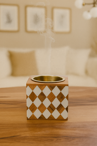 Luxe arabe Ramadan bois résine Bakhoor brûleur fabriqué à la main en laiton diamant-motif incrustation Durable Oud porte-encens support pour - Product Image 5