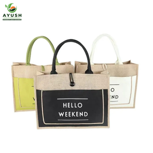 Bolsas de compras ecológicas hechas de yute y algodón 100% natural, bolsas personalizadas para mercados y centros comerciales - Product Image 4