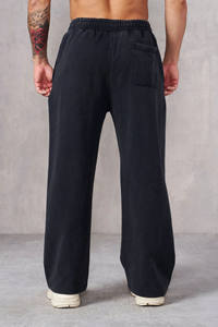 Pantalones de chándal de gran tamaño con dobladillo y logotipo personalizado al por mayor, pantalones de chándal de algodón sueltos de pierna recta para hombre, pantalones de chándal holgados grises para hombre - Product Image 2