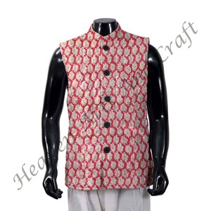 Chaqueta acolchada de estilo bohemio hecha a mano para hombre, abrigo de invierno con estampado de algodón puro de bloque con cierre de botón, algodón estampado - Product Image 6