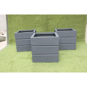 Macetero Cuadrado Clásico de FRP |   Jardinera de Fibra de Vidrio con Textura Rugosa para Interiores y Exteriores, con Orificio de Drenaje, Ligera, para Centros Comerciales - Product Image 4
