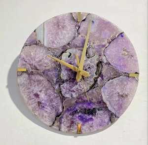 Vente en gros de montre en cristaux de pierres d'agate naturelle avec support horloge orgone de guérison décoration murale en pierres précieuses prix bon marché - Product Image 5