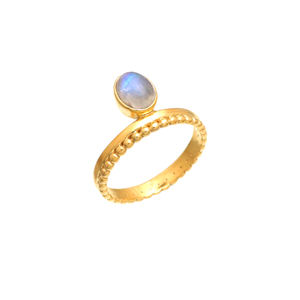 แหวนพลอยมูนสโตนสีรุ้งสุดอินเทรนด์แหวนทองคำชุบทอง18K สำหรับการหมั้น/ครบรอบแต่งงานของผู้หญิง2025 - Product Image 1