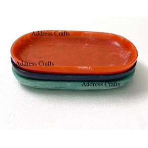 Plateau de service en résine de forme ovale de qualité supérieure Vente chaude Résine Plateau décoratif sans danger pour les aliments Vaisselle Vaisselle Restaurant Maison - Product Image 1