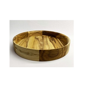 Round Wood Serving Tray Display Coffee Cups Eco Friendly Wooden Serve Ware Handmade Hot sale indian handmade - Product Image 1