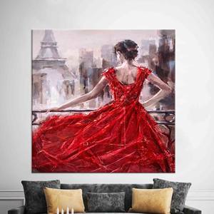 Toile imprimée : Femme en robe rouge - Impression d'art parisienne, TOILE ENVELOPPEE - Product Image 1