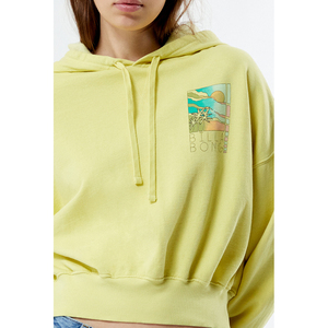 <b>Women</b>’s Yellow Cotton Hooded <b>Sweatshirt</b> Custom Front Print Pocket Casual Short Length Spring Hoodie - Product Image 2