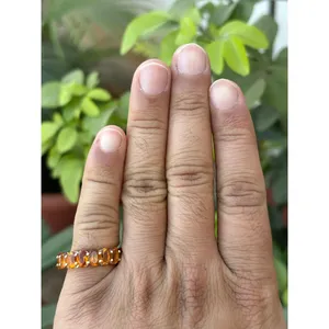 925 Platinum Band <b>Ring</b> with Natural Citrine Stone Romantic Boho Style Oval Cut Statement <b>Ring</b> Everyday Wear Geometric Pattern - Product Image 2