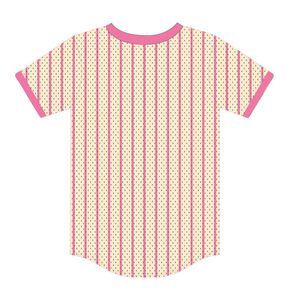 Jersey de Béisbol Soror Ivory, Jersey Casual Elegante para Hermandad Universitaria, Rosa y Verde, para Mujeres - Product Image 6