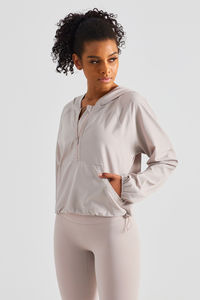 Ventes en gros de sweats à capuche surdimensionnés pour femmes, couleur pêche clair, protection solaire, anti-rides et respirants, sweats à capuche pour femmes, sweats à capuche zippés pour la salle de sport - Product Image 3