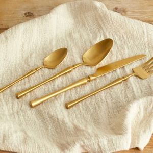 Talheres luxuosas do aço inoxidável ajustadas com acentos do ouro e prata e projeto impecável grandes para mesas de jantar festivas - Product Image 6