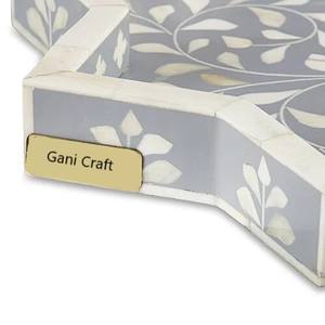 Custom Size Rectangle Decorative Resin <b>Tray</b> Star Shape <b>White</b> Bone Inlay Serving <b>Tray</b> Burner Kitchen <b>Wood</b> Metal Home Food Serving - Product Image 3