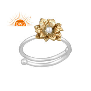Latest Trending Fine Sterling <b>Silver</b> Floral Design Gold <b>Plated</b> Stackable Ring Custom Jewelry For Women Gift For Her - Product Image 1