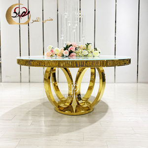 Table à manger rectangulaire moderne en acier inoxydable avec plateau en verre pour 10 personnes, mobilier de maison, décoration de mariage, appartement, hôtel, extérieur - Product Image 1