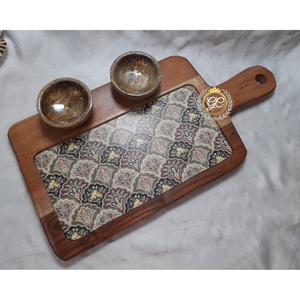 2025 New Arrival Eco-friendly Acacia Wood Appetizer Platter Set Modern Farmhouse Design Customizable Color Logo Decorative <b>Trays</b> - Product Image 2