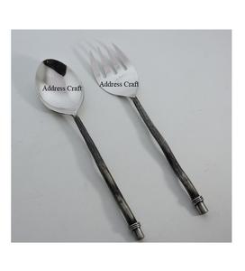 Juego de servidor de ensalada de acero inoxidable de estilo americano, juego de cuchara, tenedor, herramientas de ensalada de alta calidad, vajilla para servir verduras, vajilla - Product Image 1