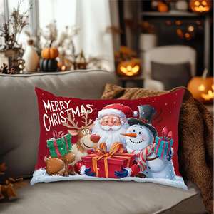 Coussin imprimé de Noël festif - Décoration d'intérieur pour l'ambiance des fêtes, 28"x28" - 70x70 cm - Product Image 4
