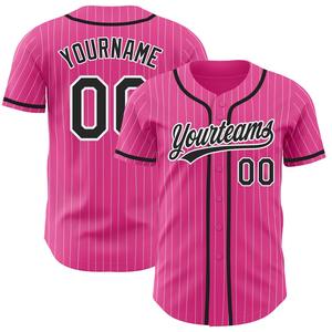 Meilleures ventes Vêtements d'équipe personnalisés Maillot de baseball authentique rose sarcelle à fines rayures blanc - Product Image 1