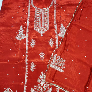 Designer moderne non cousu brodé à la main belle tenue costumes indien mode-avant style traditionnel fait soie indienne - Product Image 1