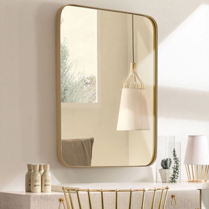 Miroir mural en acier inoxydable doré de grande taille au design moderne, directement de l'usine, pour la décoration intérieure, salle de bain, hôtel, éclairé - Product Image 2