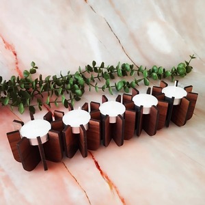 Indian Manufacture Rustic Wooden Tea <b>Light</b> Holder Ash <b>Oak</b> Walnut Candle Centerpiece for Gifts Events and Parties for Sale - Product Image 3