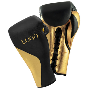 Gants de boxe en cuir véritable Fermeture à lacets Nouveau design Compétition professionnelle Gants de boxe de combat à usage intensif OEM - Product Image 1