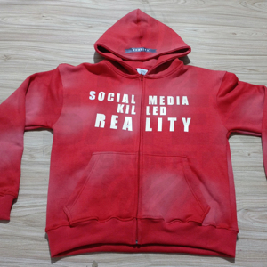 Sudadera con Capucha Personalizada de 400 g/m², Lavado Ácido, Estilo Vintage Desgastado, 100% Algodón, Talla Grande, Estilo Urbano, con Cremallera, Unisex, Bordado 3D, Tinte Liso - Product Image 1