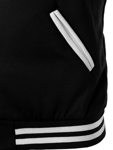 Veste de baseball décontractée à col rond 100% en laine pour hommes avec tissu tissé respirant motif léger bouton Letterman à capuche - Product Image 5