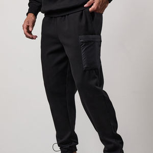 Men's Vintage Mid Black Cotton Sweatpants Elastic Waist Multiple Pockets Casual Joggers Autumn Wear Custom Made - Product Image 4