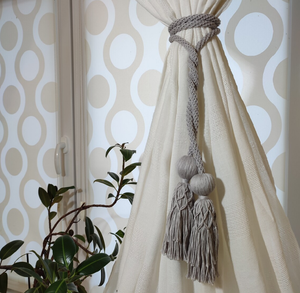 Tiebacks de cortina personalizados borla de algodón, ideas de regalo de inauguración de la casa, decoración del hogar bohemio, Tiebacks de cortina de cuerda trenzada de arrecife - Product Image 4