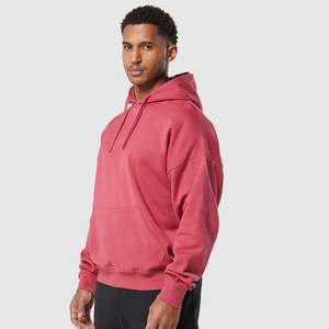 Sweat à capuche oversize pour homme en polaire d'hiver 100% coton uni teint respirant couleur personnalisée épaules tombantes - Product Image 4