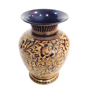 Vase à fleurs en laiton de haute qualité gravé peinture noire avec fini polonais pour décor à la maison de table et décoration de Table - Product Image 5