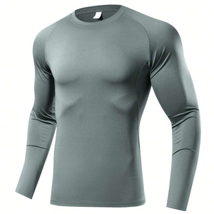 Ropa deportiva de manga larga personalizada para hombre, compresión transpirable de secado rápido, apta para gimnasio, correr, de talla grande, técnica impresa a prueba de viento - Product Image 1