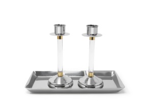 Clear Glass 5-Candlestick <b>Pillar</b> for Wedding Christmas Easter Valentine's Day Parties; Budget-Friendly Decorative Candle Holder - Product Image 3