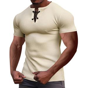 Camiseta de Manga Corta para Hombre, Cuello en V, 100% Algodón, Transpirable, Estilo Deportivo Informal, Diseño Liso, Verano - Product Image 5