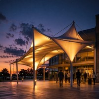 Membrana Tensada de PTFE PVDF para Techos Arquitectónicos, Cubiertas para Entradas de Edificios