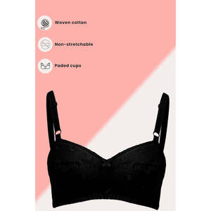 Soutiens-gorge rembourrés en coton sans armatures brodés lavande - Product Image 1